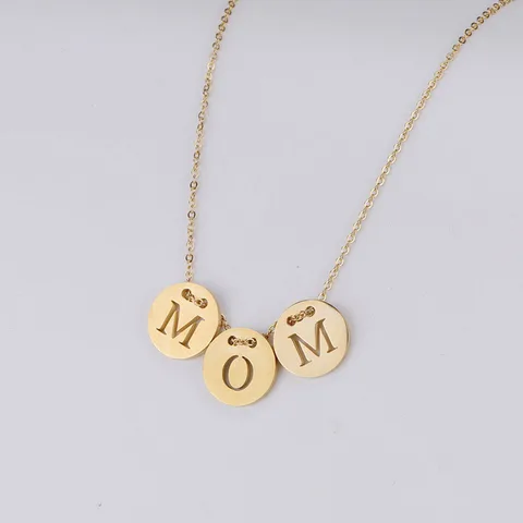 Stainless Steel Mother's Day Choker Necklace Silver Color Link Cable Chain Pendant Necklace Women Jewelry Round Message Mom