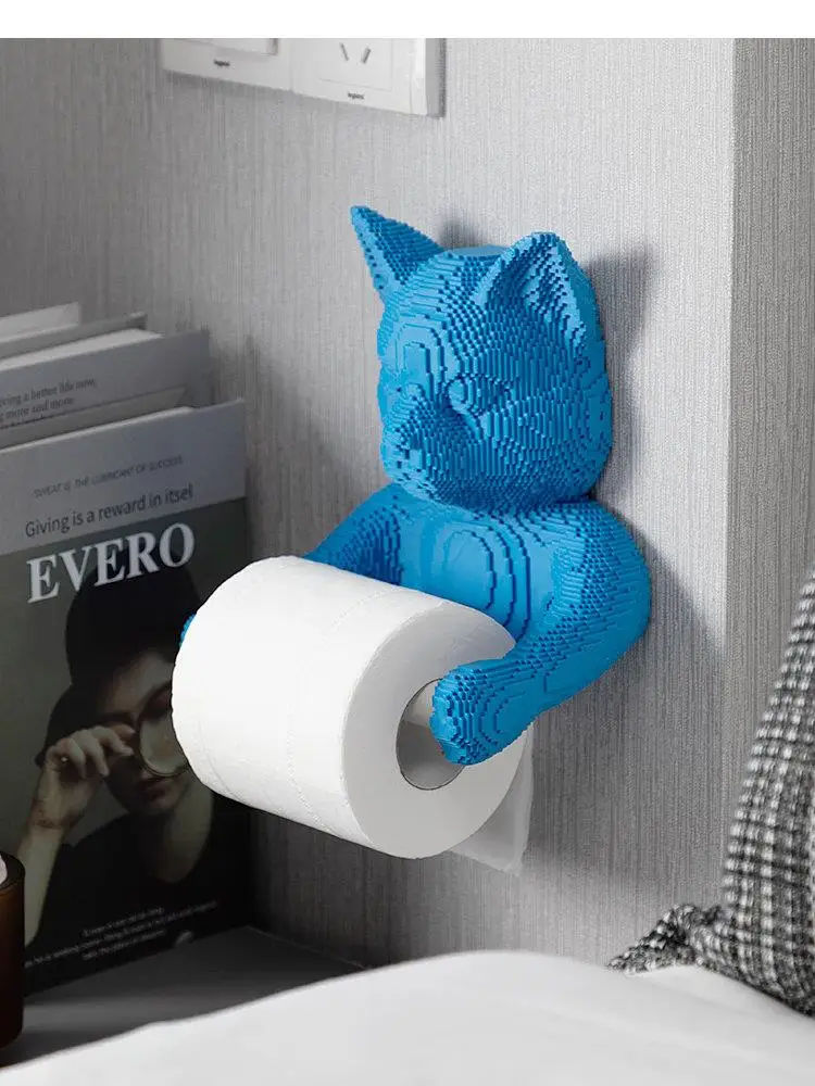 

Pixel Cat Shape Resin Toilet Paper Towel Stand Wall Mounted Napkin Tissue Holders Home Paper Towel Holders Bathroom Accessories