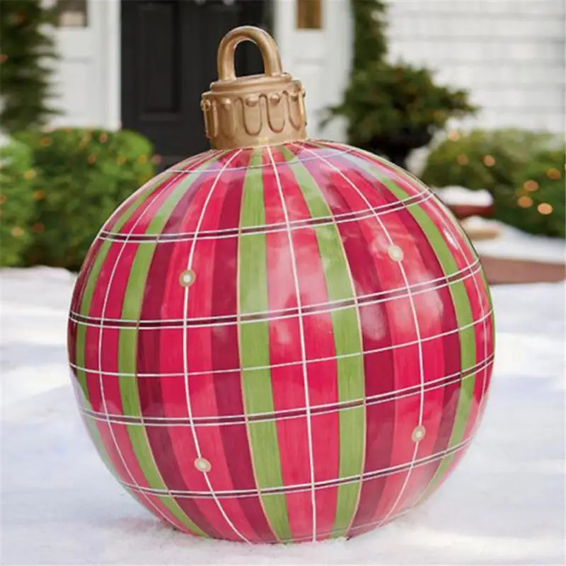 Bolas inflables de Navidad decoradas de 60 cm, bolas de Navidad, decoraciones para árboles de Navidad al aire libre, adornos inflables de ambiente, juguetes