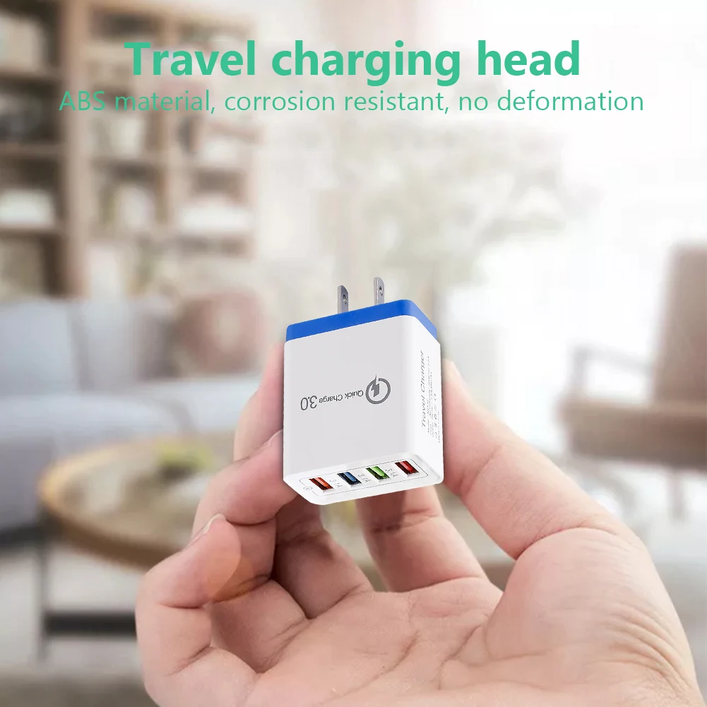 4 Ports USB Charger QC 3.0 USB Hub Wall Charger 3A Smart Fast Charging Travel Universal Phone EU US Plug Adapter quick charger plug adapter ac adapter