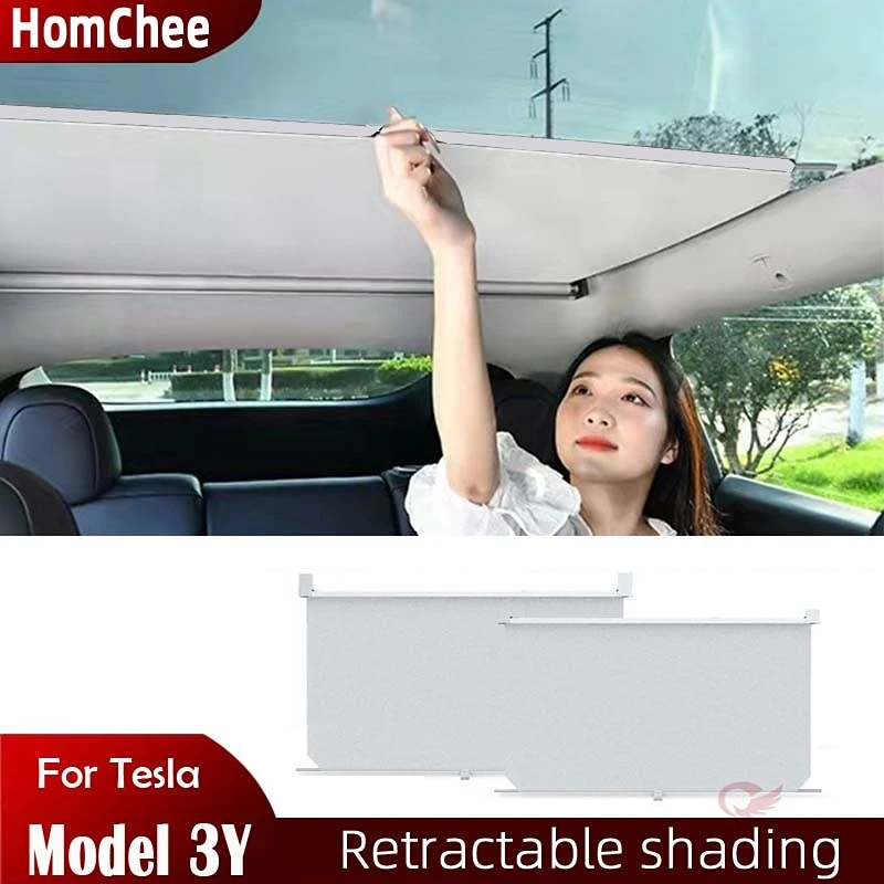 Homchee Retractable Shading Fit Tesla Model Y 3 Sunroof Skylight Shade