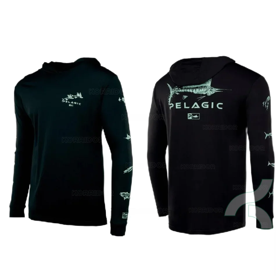 

Pelagic Fishing Apparel Summer Long Sleeve Hoodie T-shirt Tops Sun Protection Fish Shirt Camisa De Pesca Breathable Fishing Suit