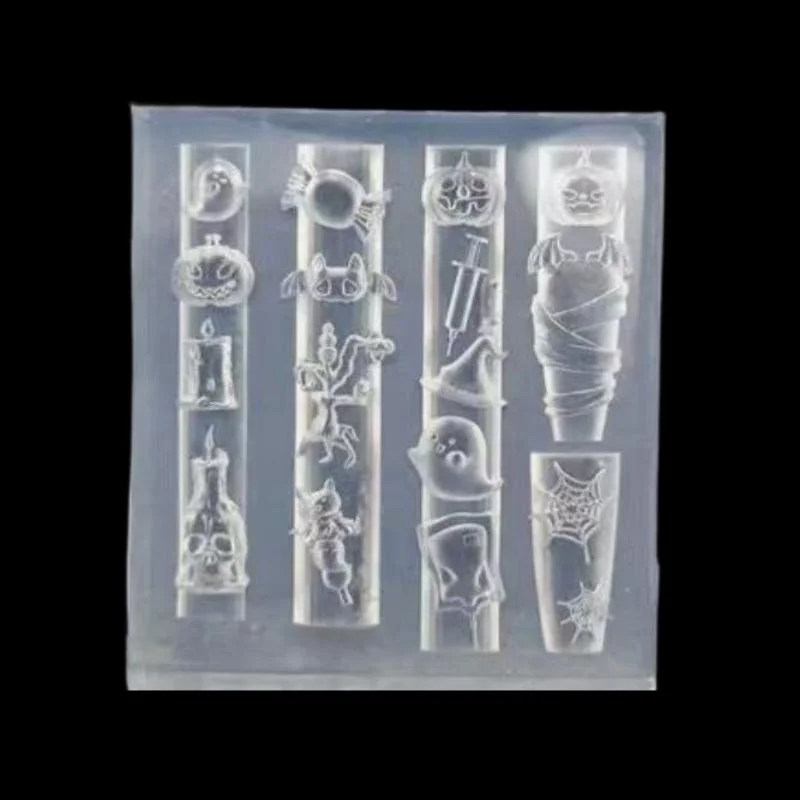 【MA3】할로윈 실리콘 네일 몰드 호박 해골 박쥐 유령 거미줄 네일 템플릿 디자인 도구 DIY 네일 아트 장식
