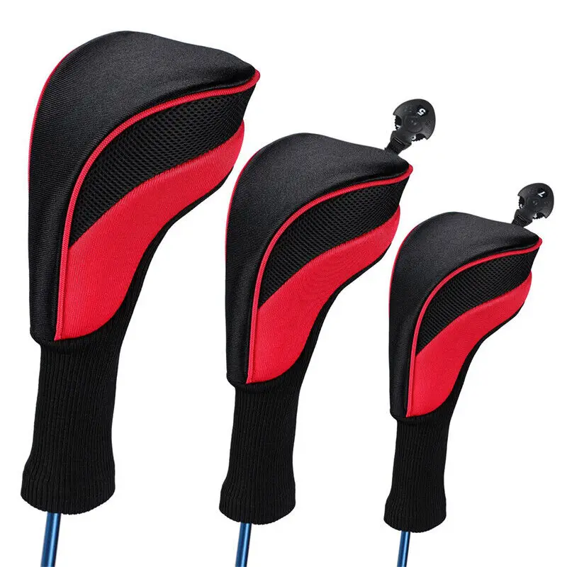 

3Pcs Portable Golf Club Head Covers Golf Wood Club Cover Driver 1 3 5 Fairway Woods Headcovers Long Neck Golfing Accessories New