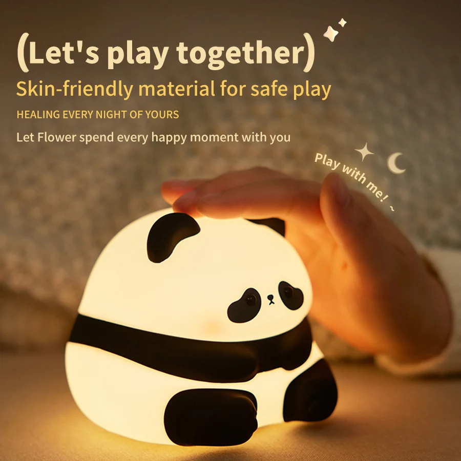 Bedside Led Table Lamp Toddler Kids Bedroom Night Light Squishy Cute Panda USB Rechargeable Mood Light Cool Gifts Nursery Decor 5