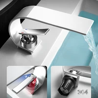BAKALA Curve  Single Handle Hot And Cold Water  Faucet Waterfall Water Bathroom Sink Faucet 304 Stainless steel Mixer Tap 5