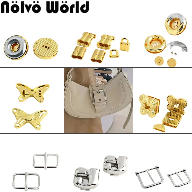 K Gold,Silver Metal Filp Locks For DIY Ladies Bags Handbag Shoulder Purse Twist Lock Pin Buckles Decorative Hardware Accessories