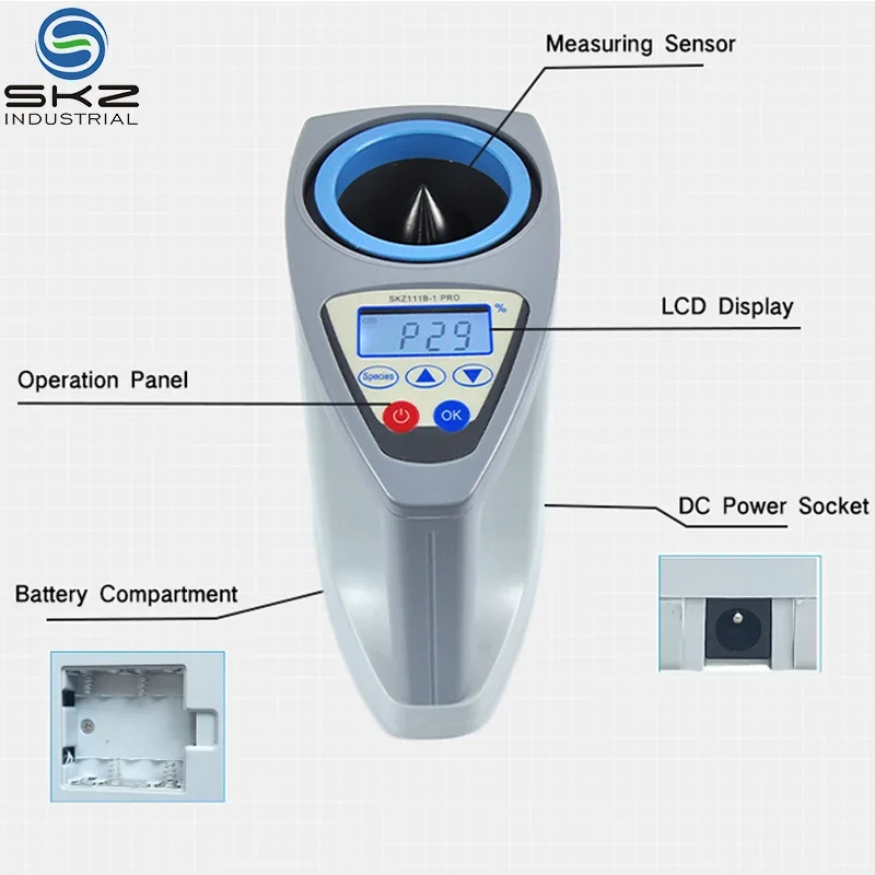 SKZ111B-1 PRO Rapid 33 Kinds Grain Moisture Testers Meter For Coffee Bean Cocoa Bean Corn Maize 4