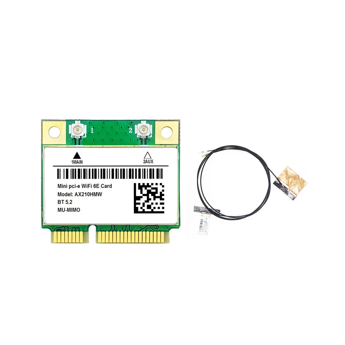 

AX210HMW WiFi Card+Antenna WiFi 6E Mini PCI-E AX210 802.11Ax/Ac 2.4G/5G/6Ghz BT5.2 Wireless Adapter for Laptop