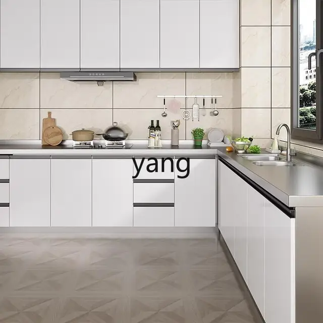 ตู้ครัวสแตนเลส LTT พร้อมอ่างล้างจาน ตู้เก็บของเรียบง่าย ตู้เตาแบบรวม 2