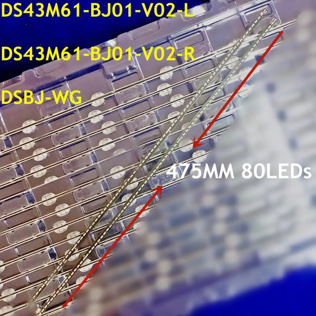 

475MM 2PCS/Kit LED Strip 80 lamp DS43M61-BJ01-V01-L/R DSBJ-WG DS43M61-BJ01-V02-R DS43M61-BJ01-V02-L L430LGS