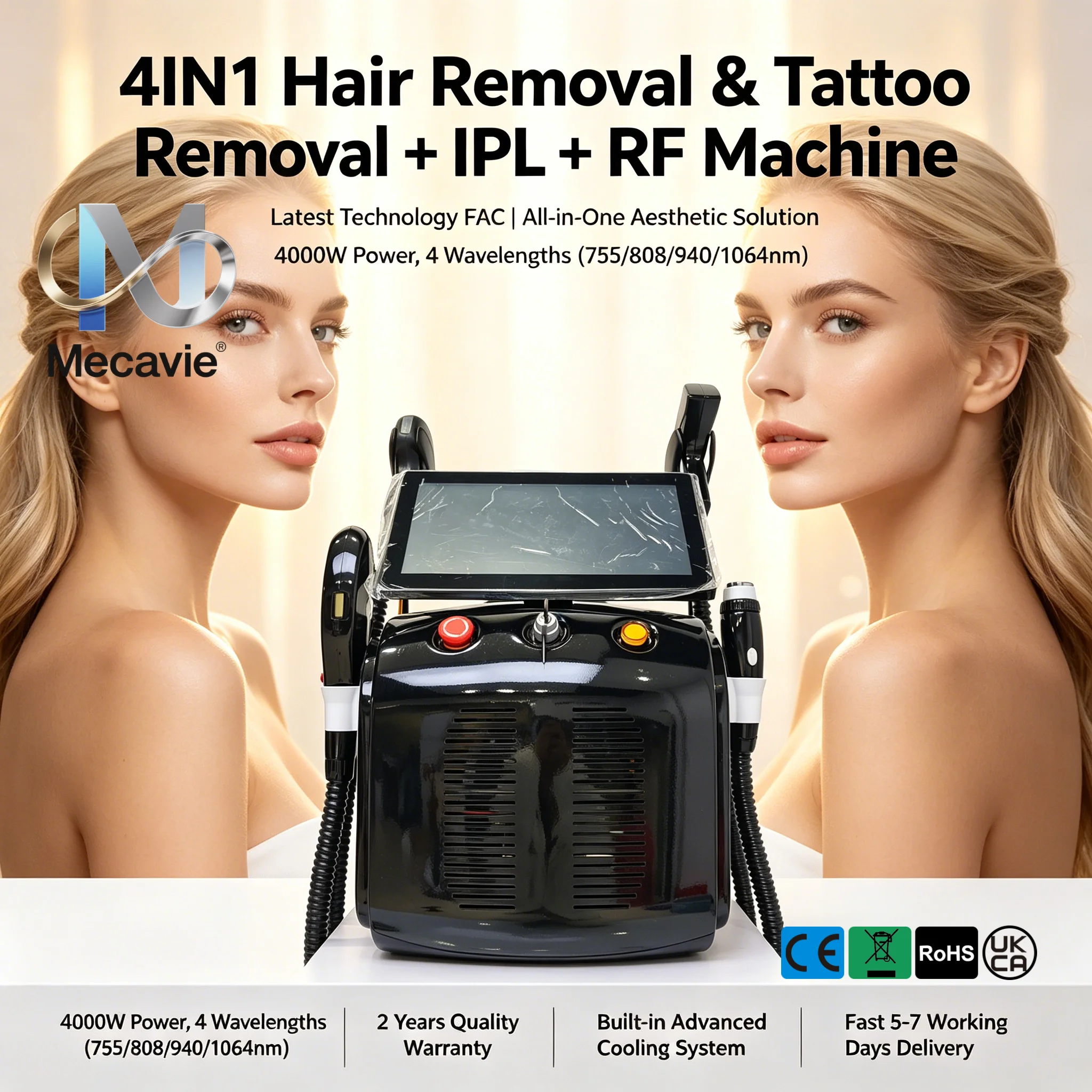Picosecond Laser IPL RF 4 Wavelengths 4 in 1 Soprano Diode Hair Remover Painless Epilator for All Skin Types Face Body Salon 1