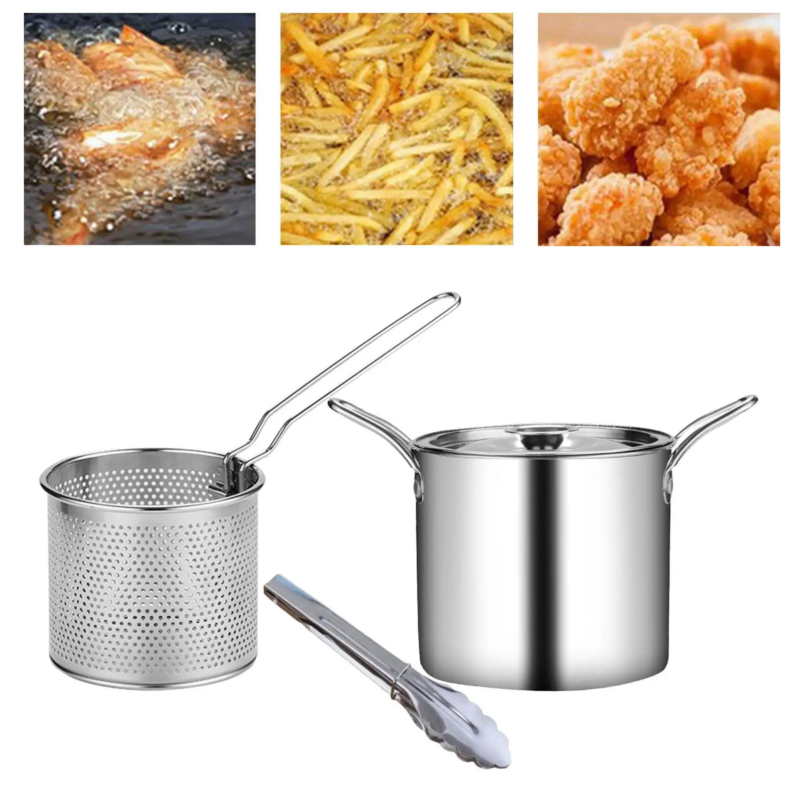 Deep Fryer Pot Cooking Tool with Filter Basket for Dining Room Party Camping