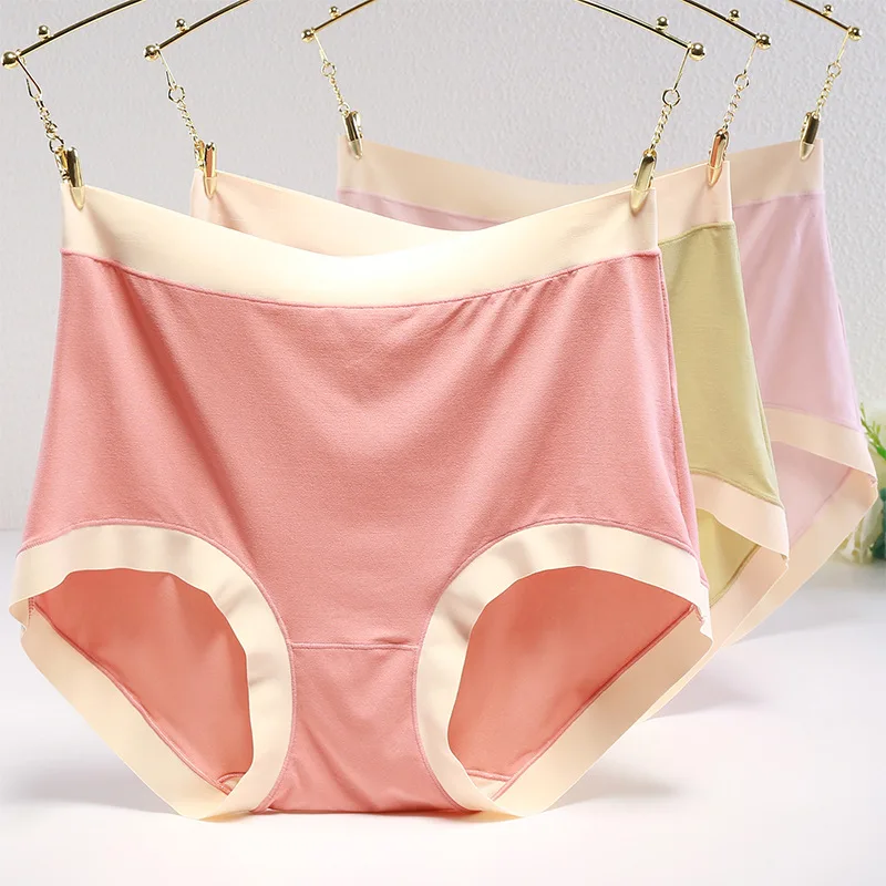 Women's Seamless Panties Large Sizes Sexy Thin Splicing Solid Modal