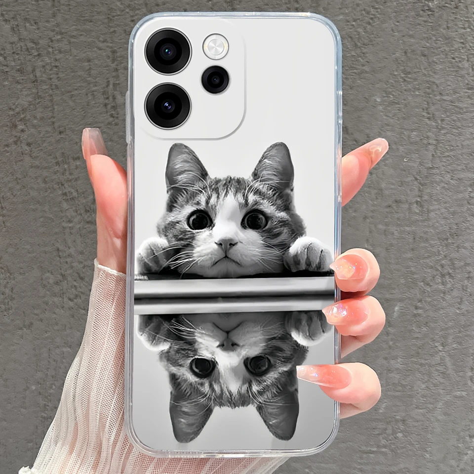 Cartoon Cat Astronaut Minimalist Soft Clear Phone Case