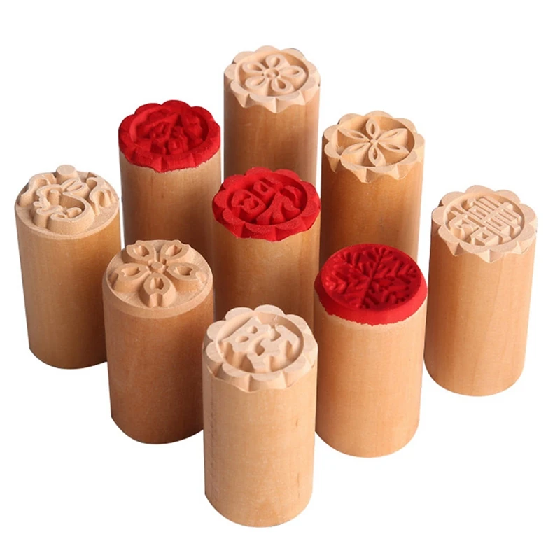 

9 шт. деревянные штампы для лунного торта, ручная форма для изготовления тортов, ручная круглая деревянная форма