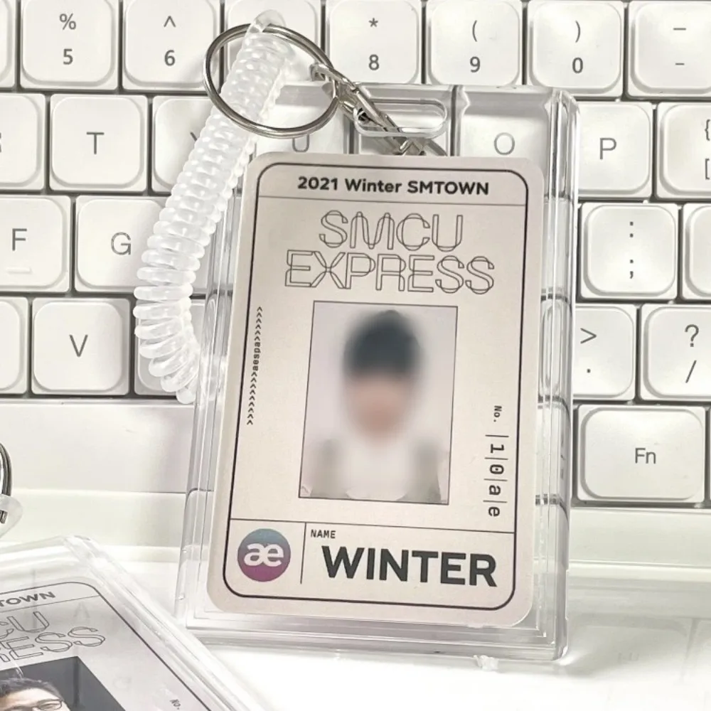 Acrylic Kpop Photo Card Holder Anti-lost Keychain 3 Inch INS Transparent Idol Protective Case Bag Bus Cards Sleeves Supplies