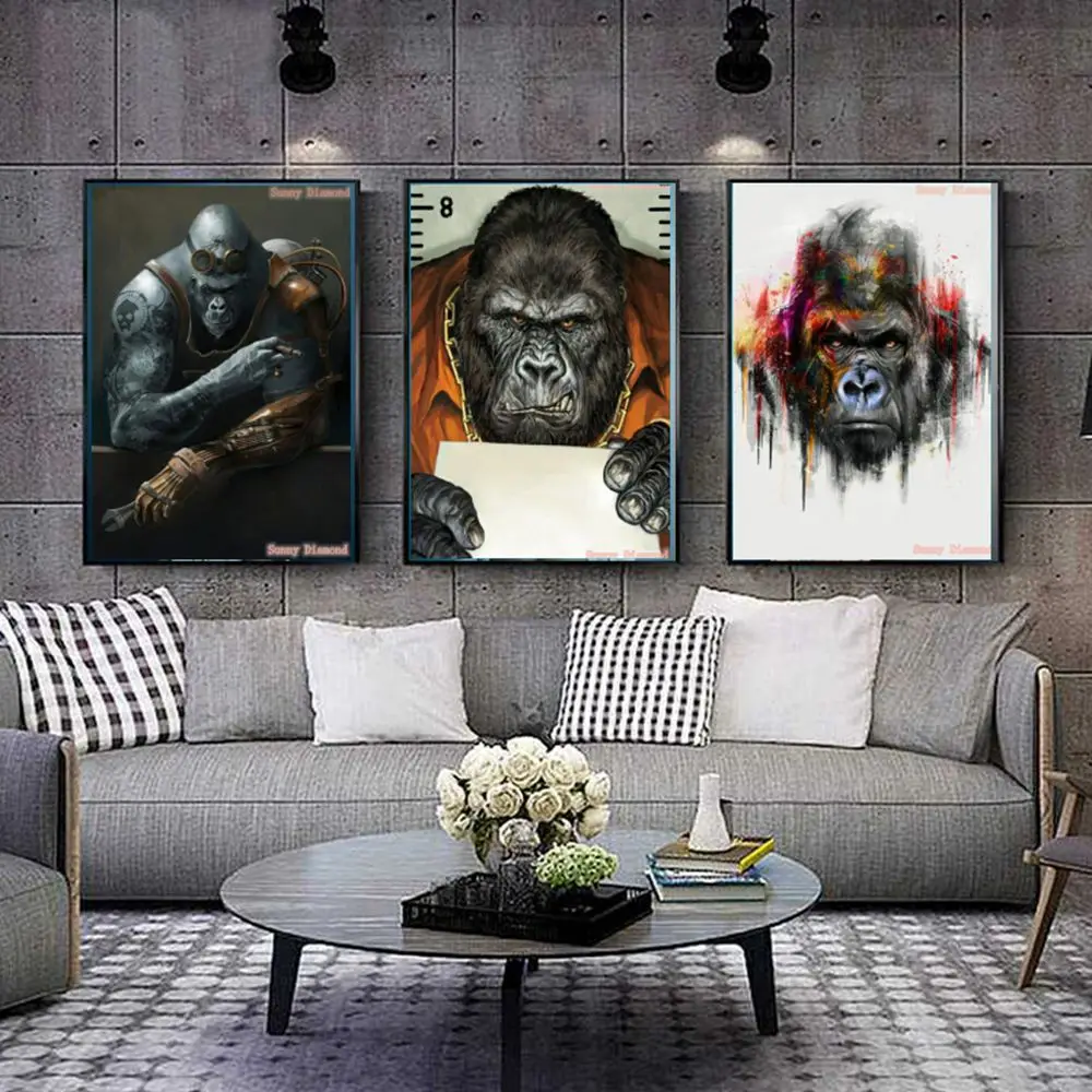 Quadros da lona na parede da família dos macacos engraçados orangotango  cartazes e impressões animais modernos quadros da arte da parede crianças  decoração do quarto - AliExpress