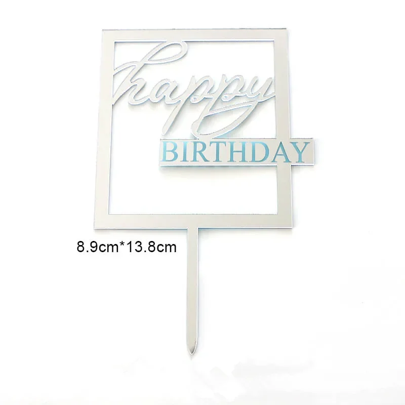 טופר עוגת יומולדת מאושרת בצבע זהב לילדות, טופר עוגת יומולדת לילדים מאקריליק, מתנה למסיבת יומולדת לתינוקות, קישוט קינוחים