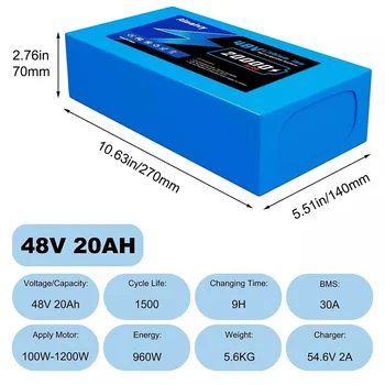 36V 48V Electric Bike Lithium Battery Pack 10,14,16,20Ah Li ion Ebike Battery for Bicycle Scooter Motorcycle with Charger 6