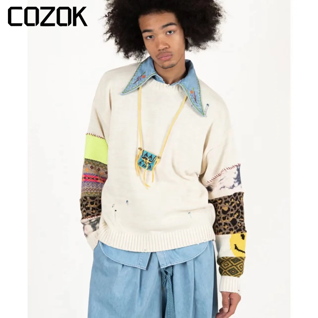 

Женский свободный трикотажный свитер с круглым вырезом и длинным рукавом