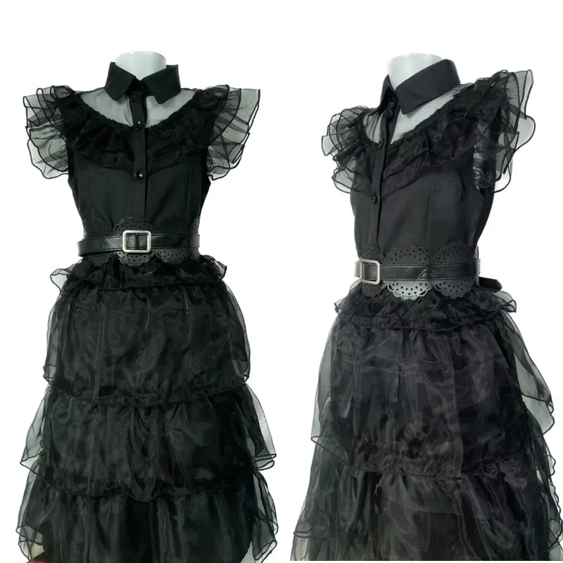 

Addams Family Costume For Halloween Wednesday Addams Black Dress Cosplay Costume Elegant And Demure Dress For Women