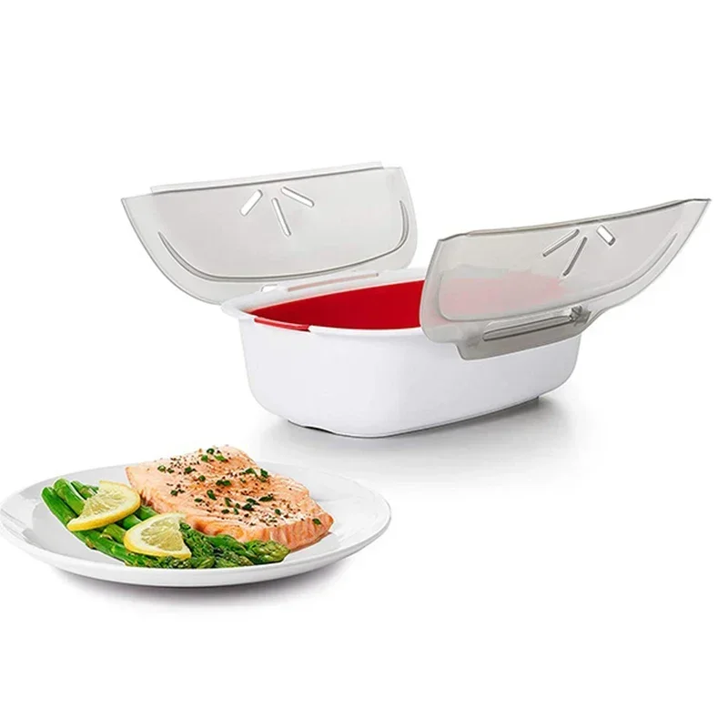 Steam Case Plastic Steamer With Lid Microwave Oven Steamer For Steamed Bread Bun Dumpling Fish Kitchen Cooking Tools Ljiao