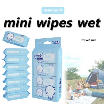 Mini salviette usa e getta da 64 pezzi/Dimensioni da viaggio portatili Salviette per la pulizia delle mani e della bocca con estrazione speciale per materiale scolastico domestico
