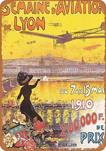 

20x30 cm 1910 Aviation Expo Lyon France Vintage Look Metal Sign Wall Decor Signs 8x12 Inch