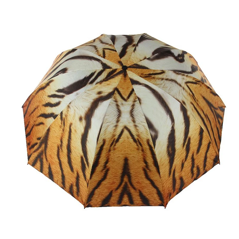 

10K Large Parasol Umbrella Creative Tiger Pattern Windproof Reinforced UV Sun Protection Folding Umbrella Women's Rain Umbrellas