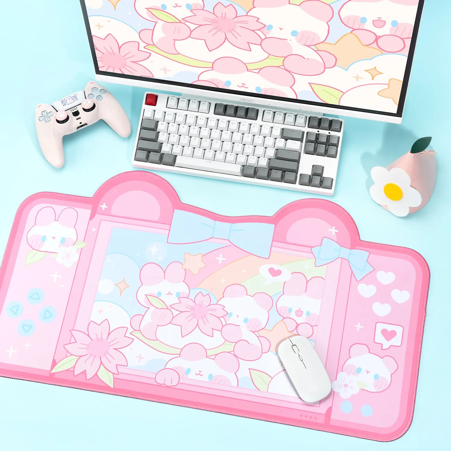 Geekshare Mouse Pad Tamanho Grande 79cm 34.5cm Shark Party Azul Computador Mousepads Gamer Tapete de Mesa Bonito Esteira de Mesa Xxl Antiderrapante Moda - Imagem 5