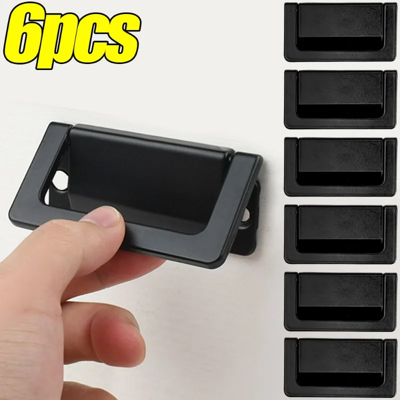 Drawer Concealed Folding Handle 1/6pcs Zinc Alloy Black Flat Cupboard Handles Furniture Hardware Accessories furniture handles kitchen door handles