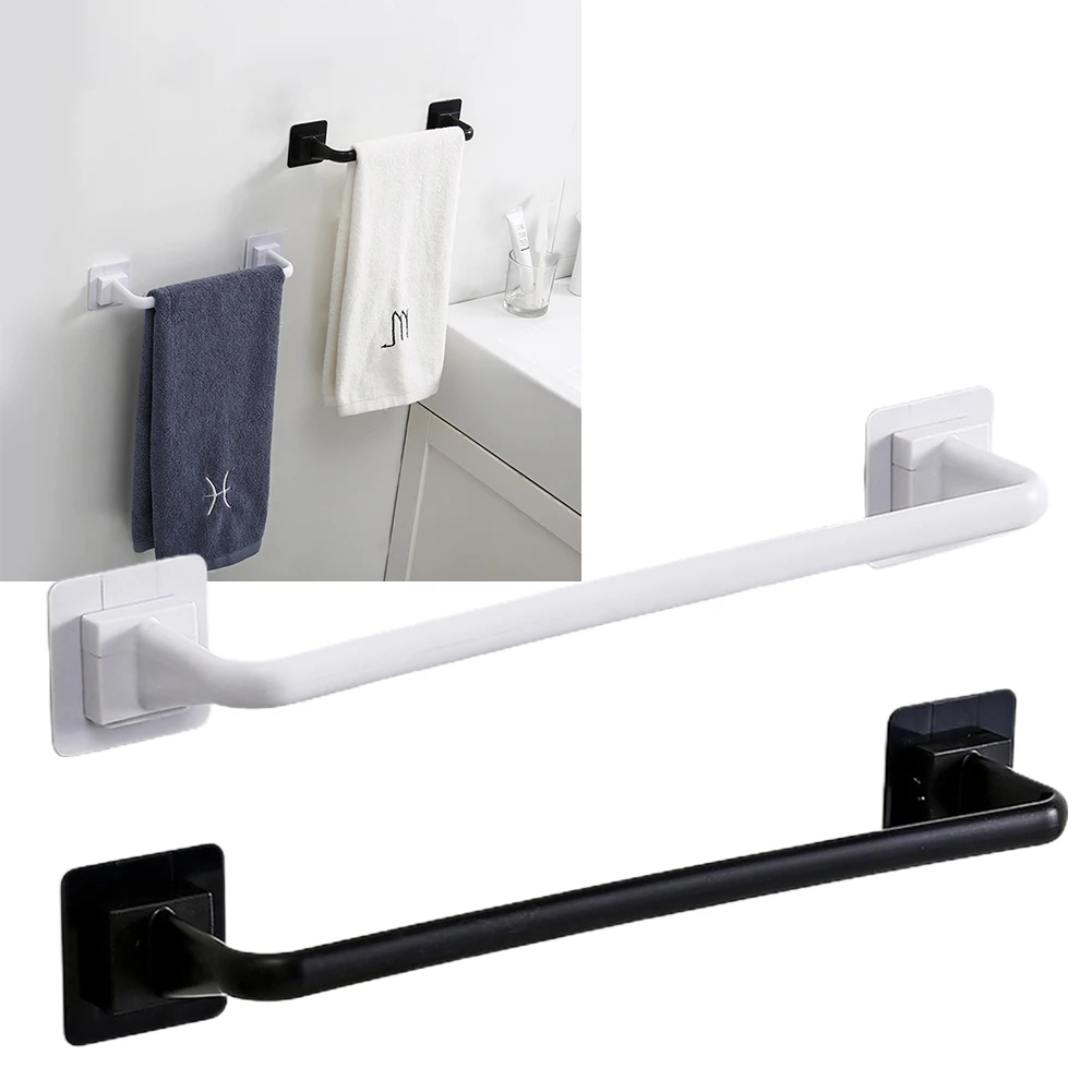 Self-Adhesive Towel Rod On Wall Bath Towel Holder Rail Rack Bathroom Hanger Bathroom Adhesive Rack Accessories towel rack towel holder
