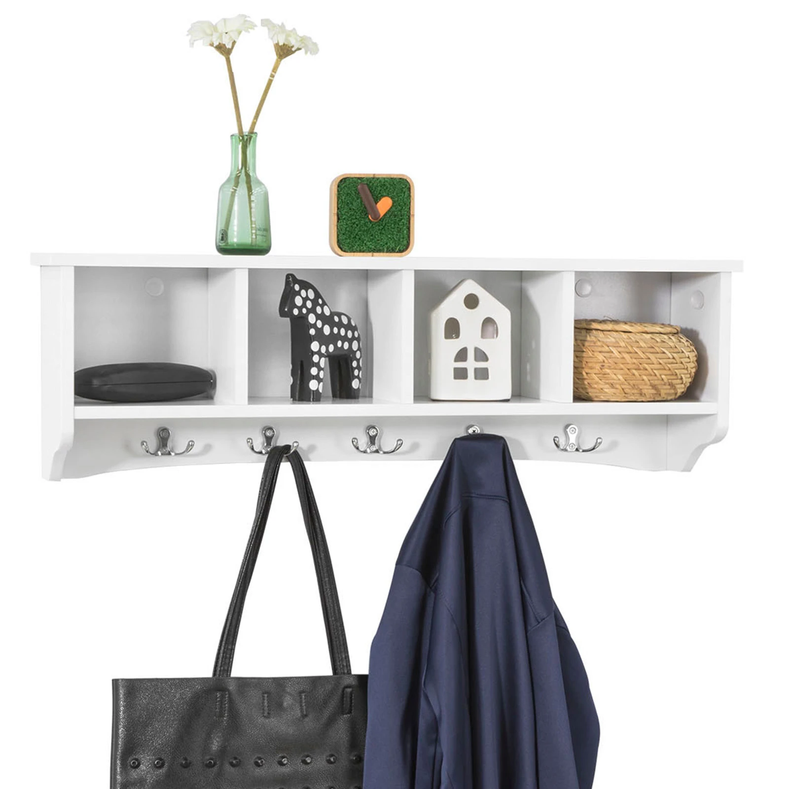 SoBuy ® Wall Cabinet Wall Coat Rack frg178-w Wall Shelf Floating Shelf with 2 drawers