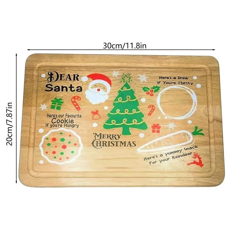 Wooden Christmas Cookie Tray Engraved Santa Snack Tray Child Christmas Gift Milk And Cookie Mat Reindeer Plate