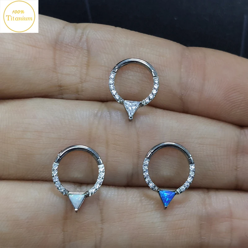 G23 Titanium Earrings Zircon Hinged Segment Clicker Septum Piercing Nose Ring Daith Helix Ear Cartilage Nose Piercing Jewelry