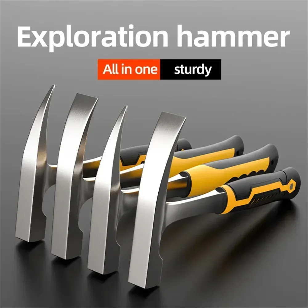 

All-steel Geological Hammer PU Non-slip Shock-absorbing Handle Geological Exploration Rock Hounding Prospecting Mining Hand Tool