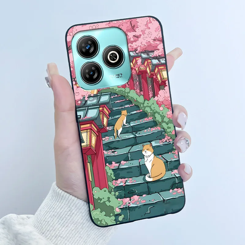 Adorable Cartoon Soft Silicone Protective Black Phone Case