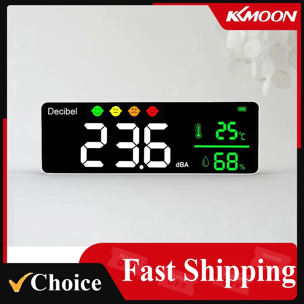 3-in-1 Noise Measuring Instrument Digital Decibel Sound Meter Temperature Meter Humidity Indoor Wall Mounted sound level meter digital noise meter