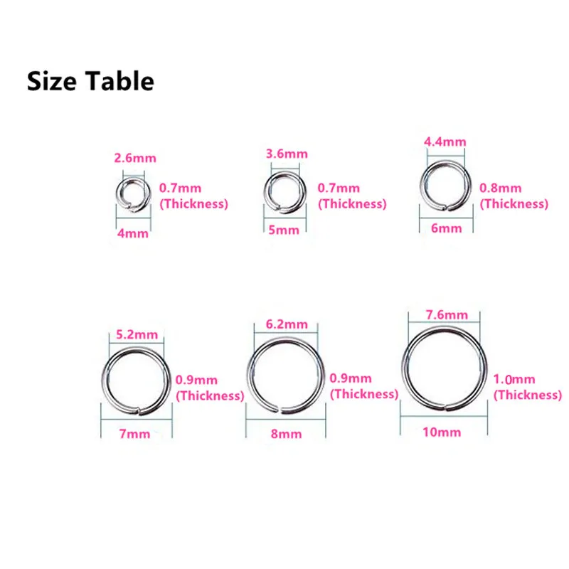 100-200Pcs 4mm 5mm 6mm 7mm 8mm 10mm Stainless Steel Split Rings Open Jump Rings Connectors for Jewelry Making split rings