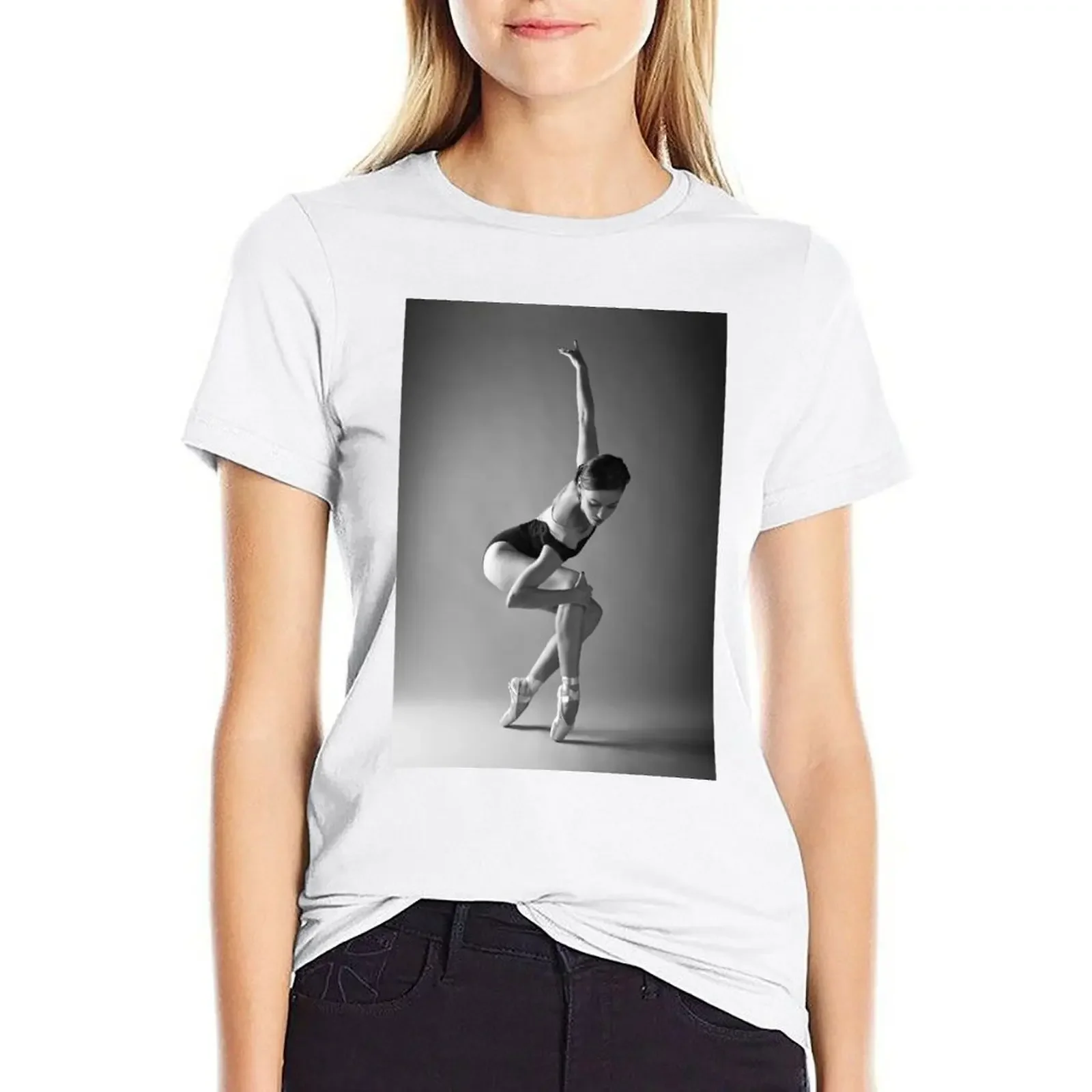 

On pointe T-shirt aesthetic clothes korean fashion Women's summer blouses 2024