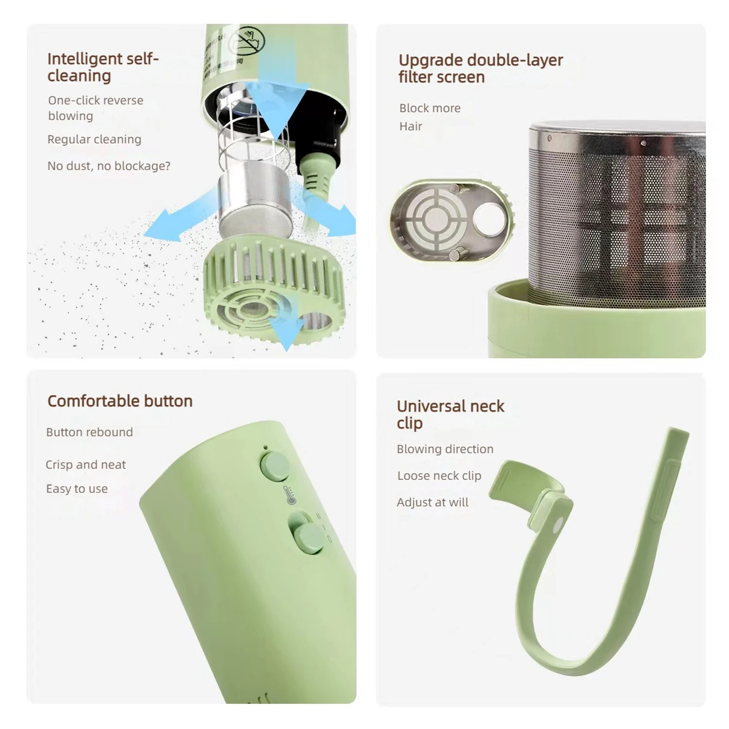 Professional Pet Hair Dryer Neck Hanging Hair Dryer For Neck Pet Drying Efficient High-Power Compressor Mini Silent for pet hair dryer
