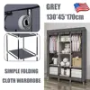 Canvas Wardrobe Dustproof Clothes Storage Dormitory Apartment Free Dust Bags US 5