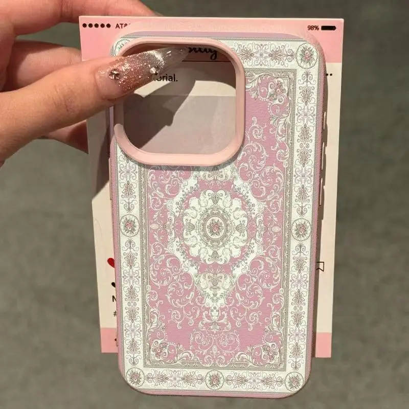 Pink Vintage European-Style Shockproof Phone Case Cover