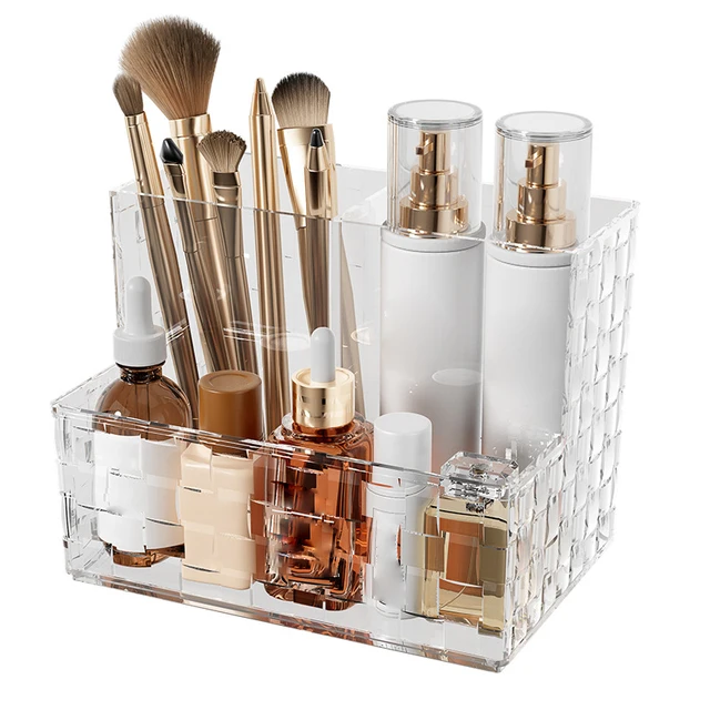 Clear PET Makeup Brush Holder Desk Cosmetic Stationery Organizer Lipstick Storage Box Nail Polish Display Stand Rack Case