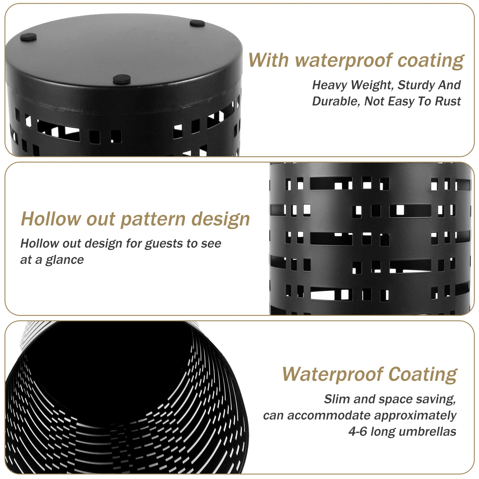 Umbrella Storage Rack Round Metal Umbrella Standing Holder Box Hollow Walking Sticks Storage Bucket for Indoor Home Office