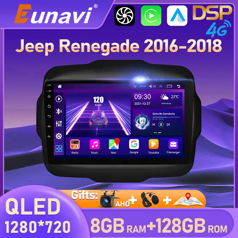 Eunavi 2 DIN Android 10 для Jeep Renegade 2016 2017 2018 2019 2020 автомобильное радио DVD Мультимедиа Видео