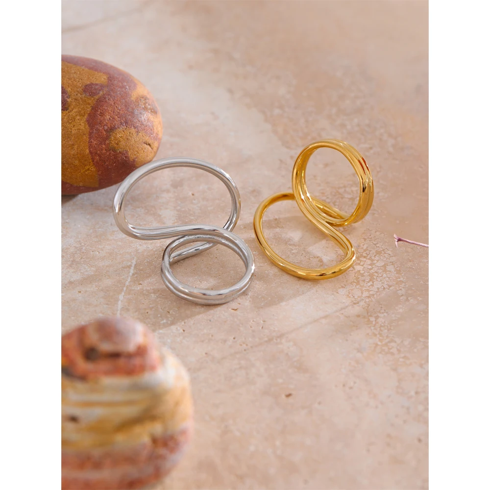 Yhpup Jewelry Size 7 Geometric Finger Ring Attractive Stainless Steel