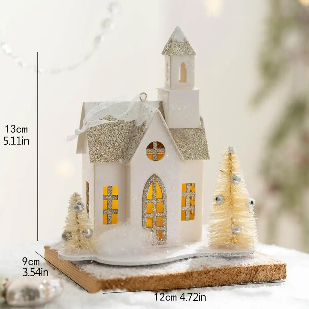 Casas de pueblo decorativas navideñas creativas, estilo retro, rústico, vívido, elegante, iluminadas, decoración navideña para el hogar