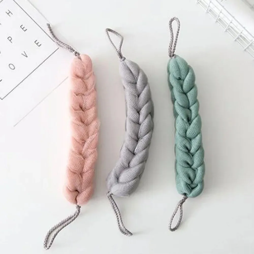 Exfoliating Shower Scrubber Flower Mesh Shoulder Long Sponge Body Back Bath Sponge Wash Brush